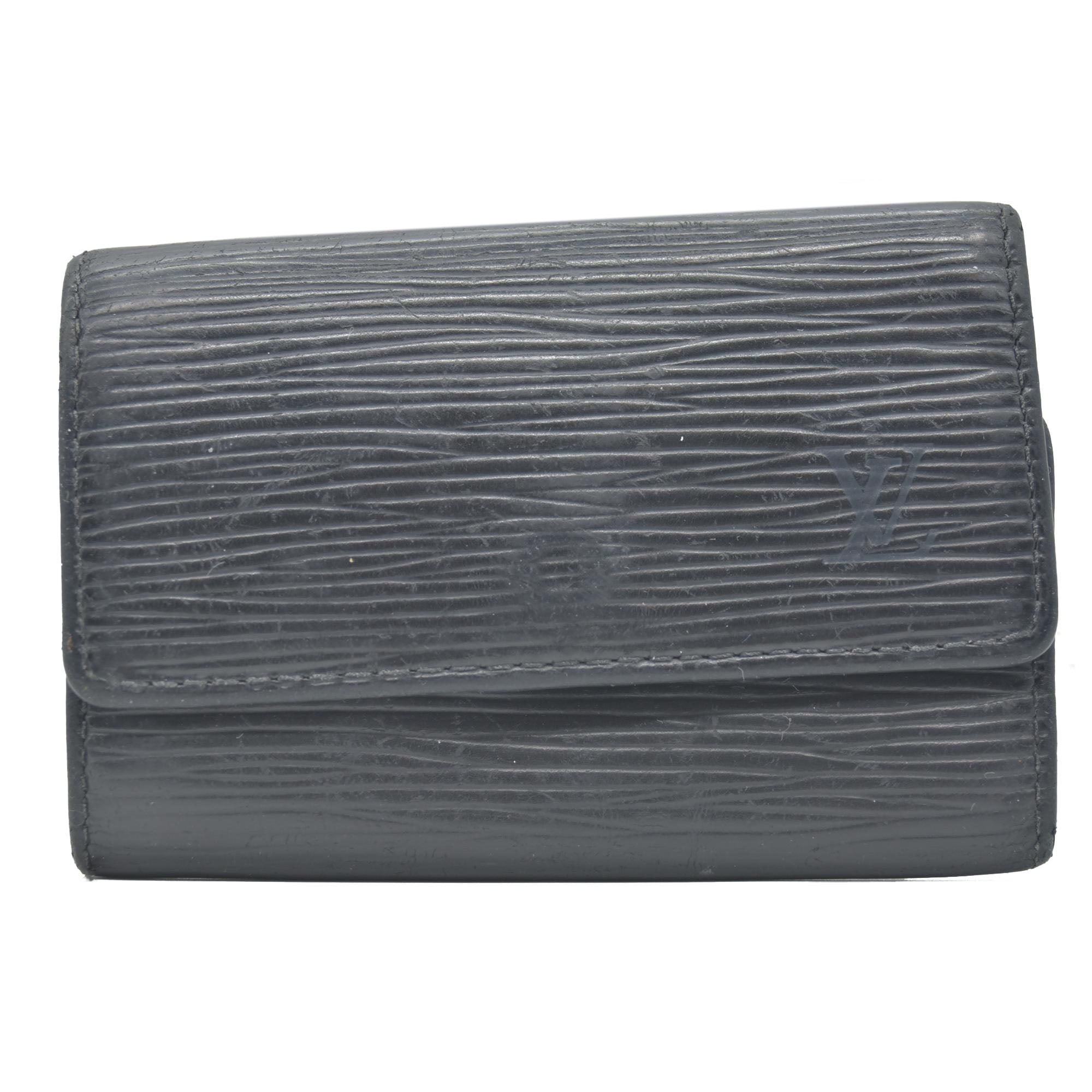 $445 2004 Louis Vuitton Epi Multicles Leather 6 Ring Key Case Black CA0014