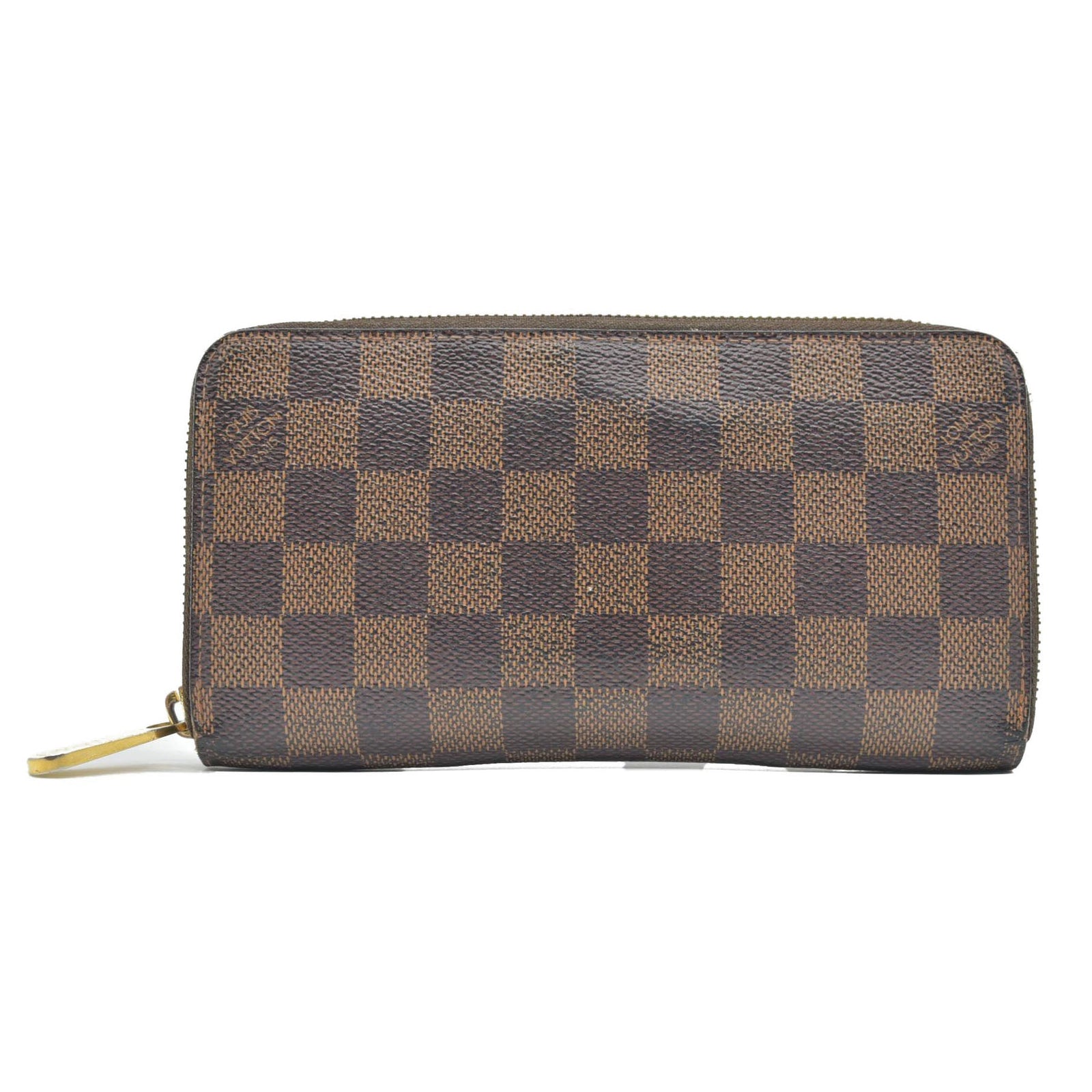 $915 2012 Louis Vuitton Damier Zippy Zip Around Long Wallet Purse Brown CA5102
