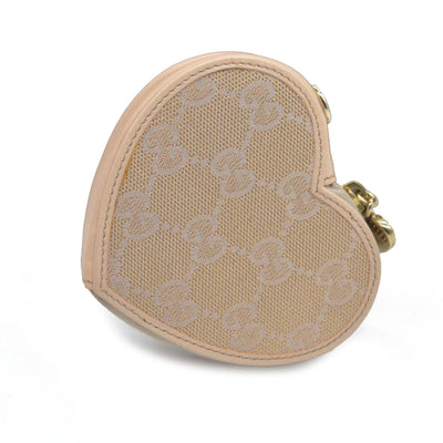 $480 Gucci GG Canvas Heart Coin Purse
