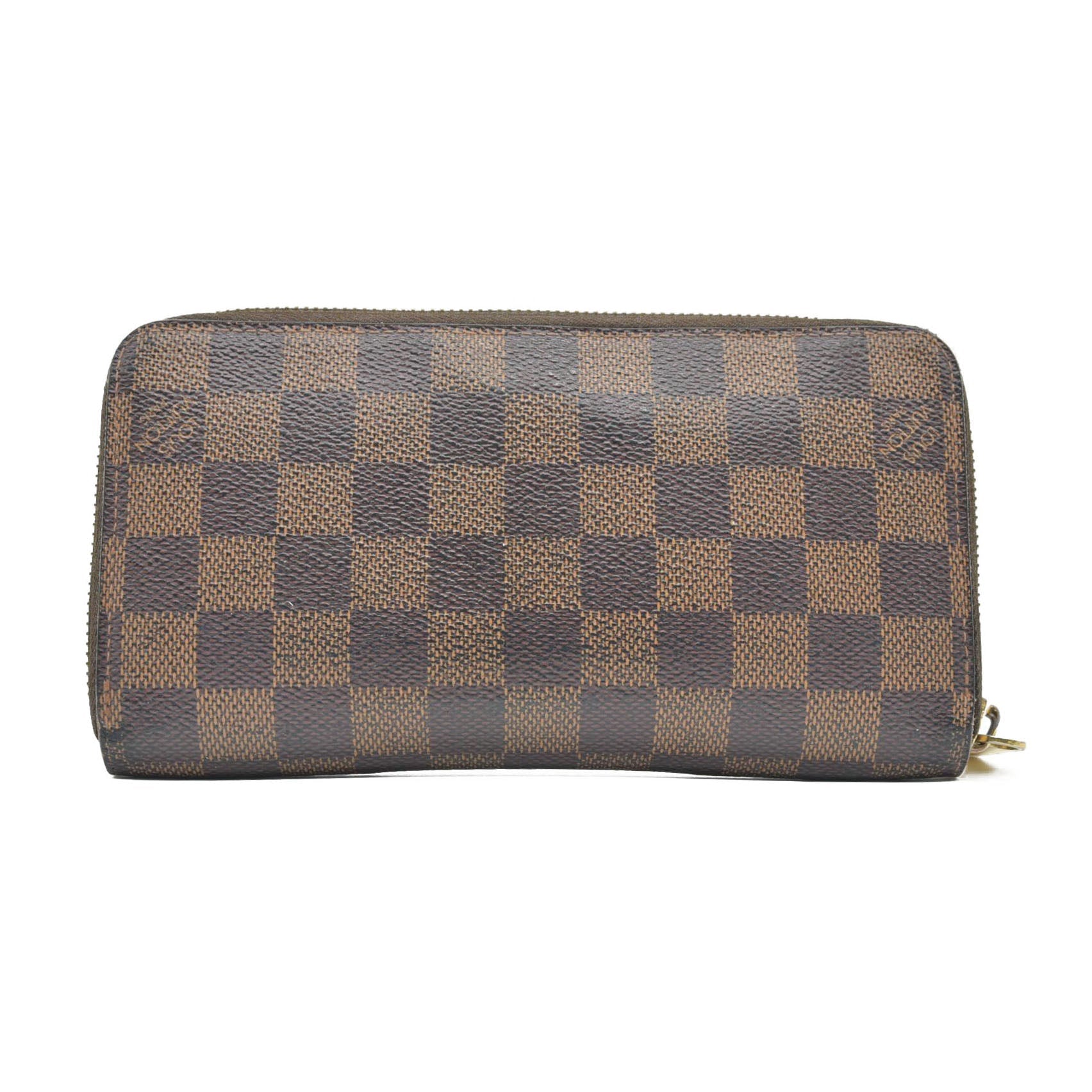 $915 2012 Louis Vuitton Damier Zippy Zip Around Long Wallet Purse Brown CA5102