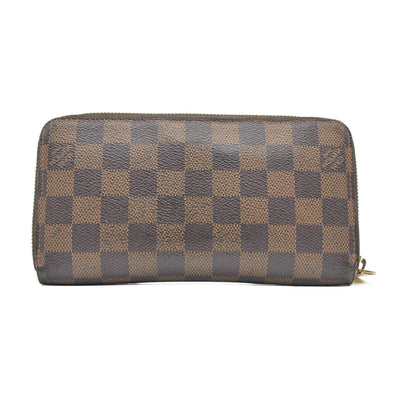 $915 2012 Louis Vuitton Damier Zippy Zip Around Long Wallet Purse Brown CA5102