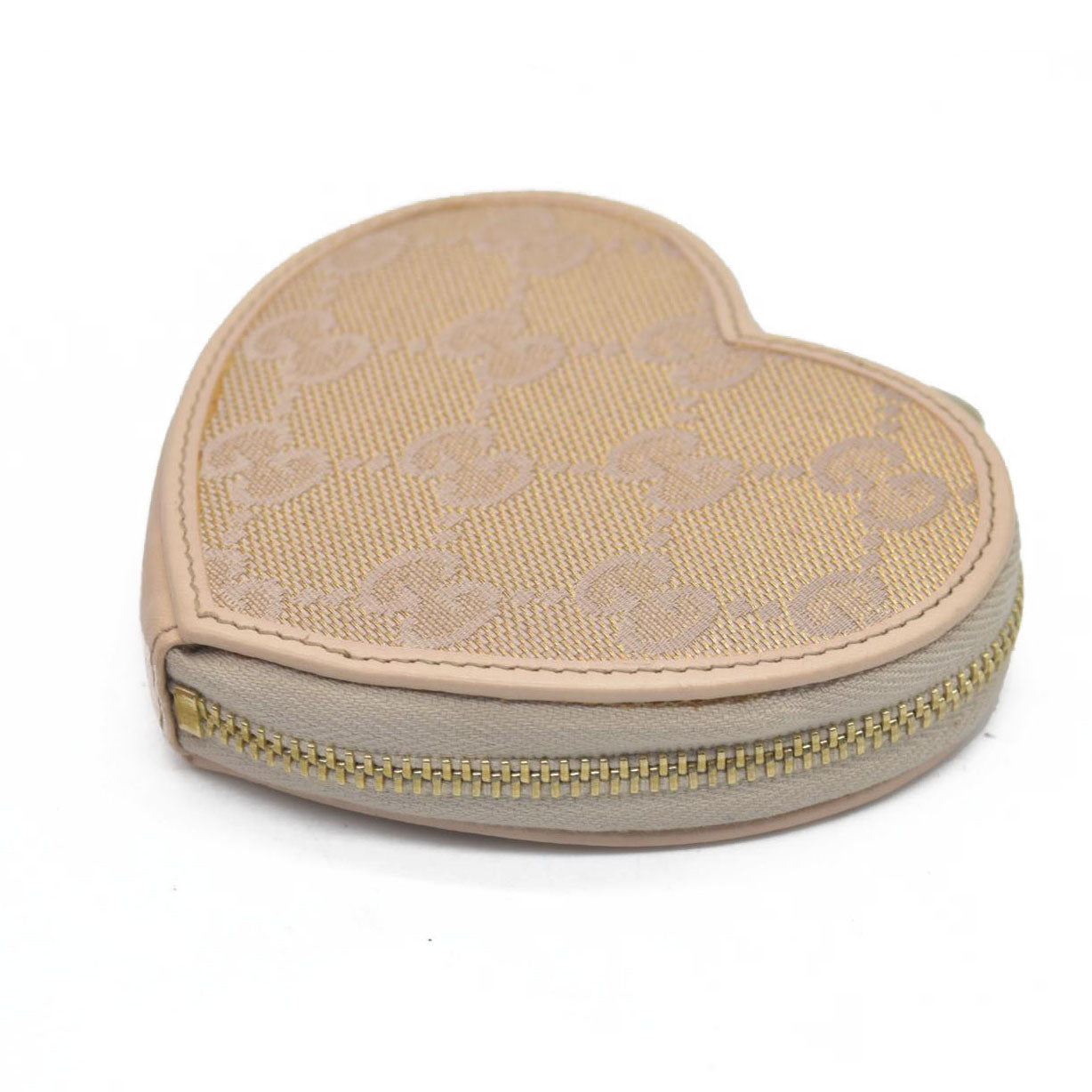 $480 Gucci GG Canvas Heart Coin Purse