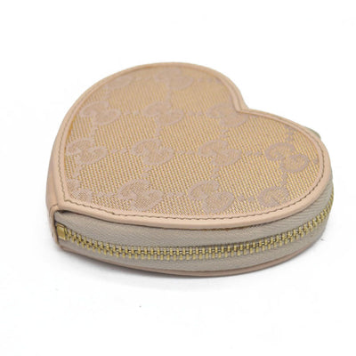 $480 Gucci GG Canvas Heart Coin Purse