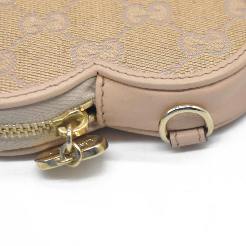 $480 Gucci GG Canvas Heart Coin Purse