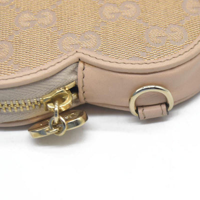 $480 Gucci GG Canvas Heart Coin Purse