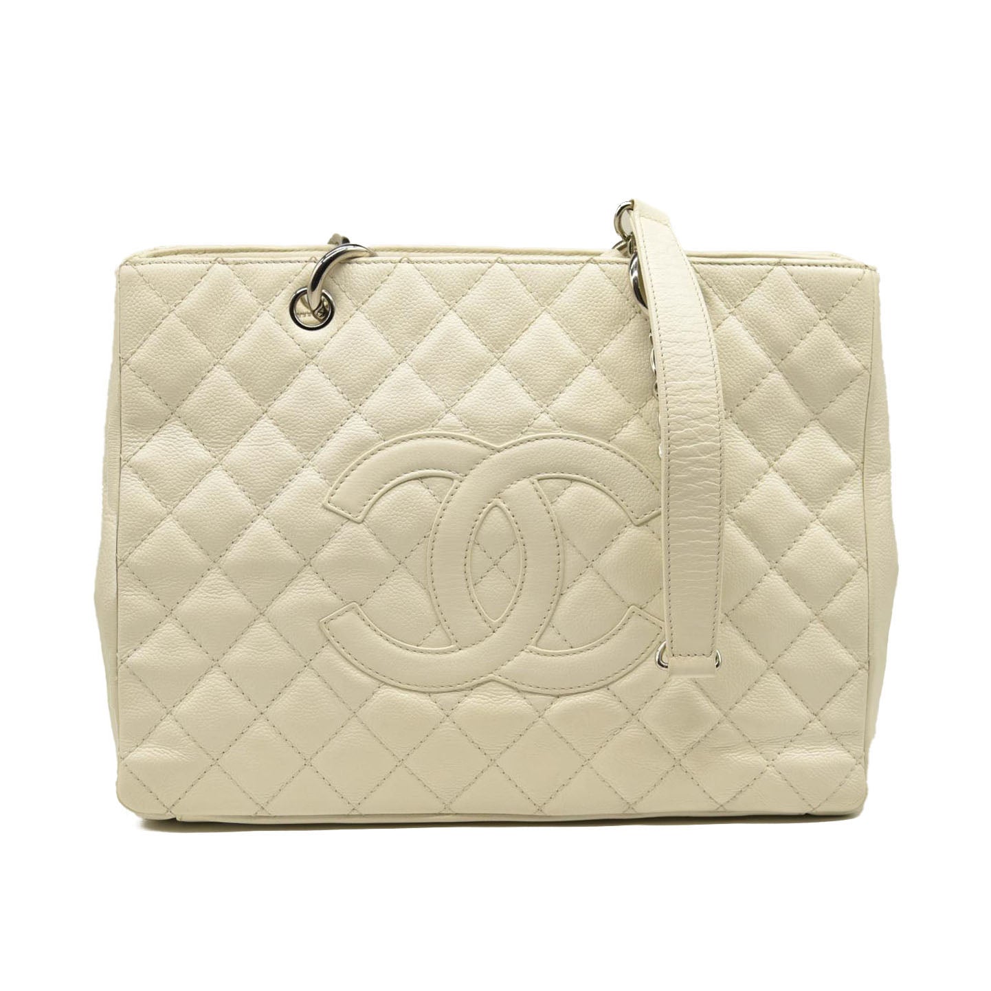CHANEL Caviar Grand Shopping Tote GST White