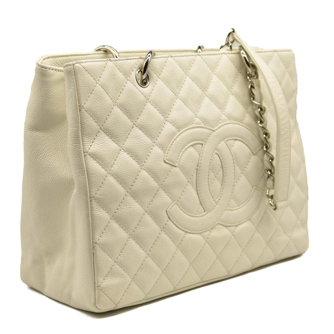 CHANEL Caviar Grand Shopping Tote GST White