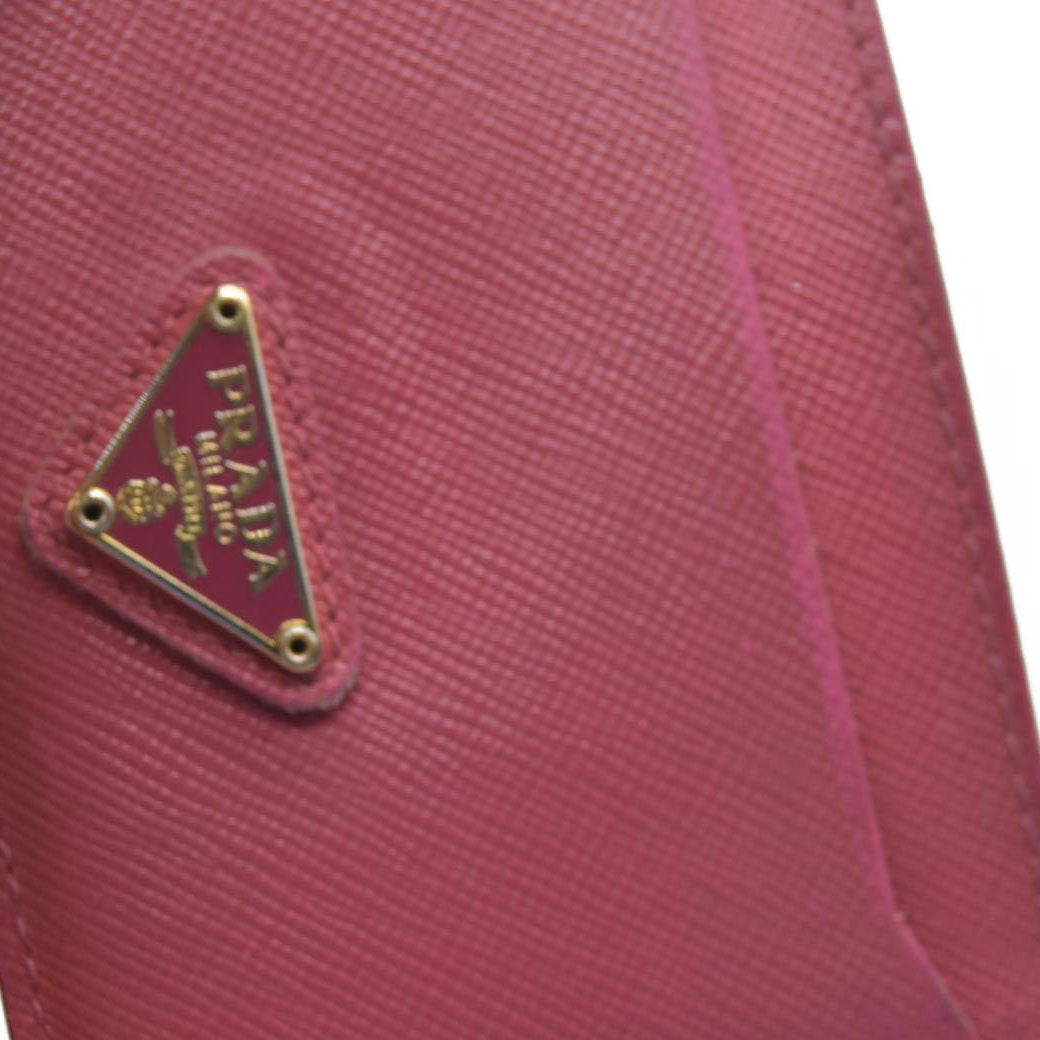 CONSIGNMENT Prada Prada Pink Saffiano Metal Leather Logo Card Holder