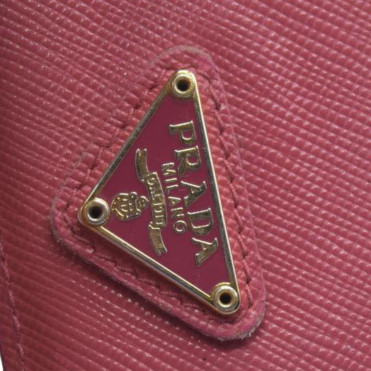 CONSIGNMENT Prada Prada Pink Saffiano Metal Leather Logo Card Holder
