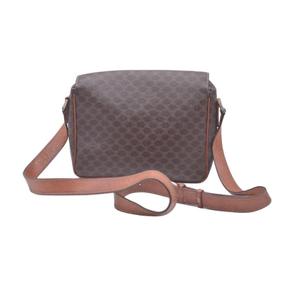 CELINE Macadam Coated Canvas Ring Circle Logo Crossbody Bag Brown CONSIGNMENT 10021238