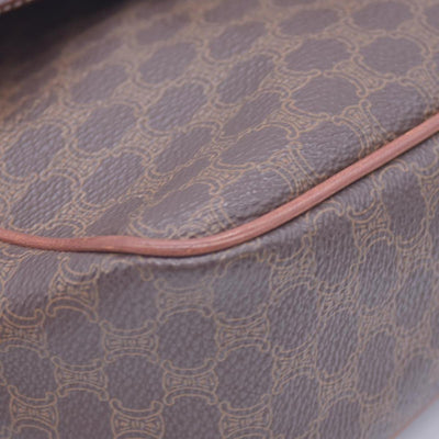 CELINE Macadam Coated Canvas Ring Circle Logo Crossbody Bag Brown CONSIGNMENT 10021238