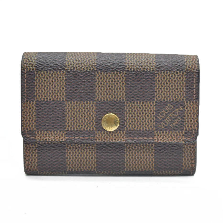Louis Vuitton Damier Porte Monnaie Plat Coin Purse Wallet Brown MI1014