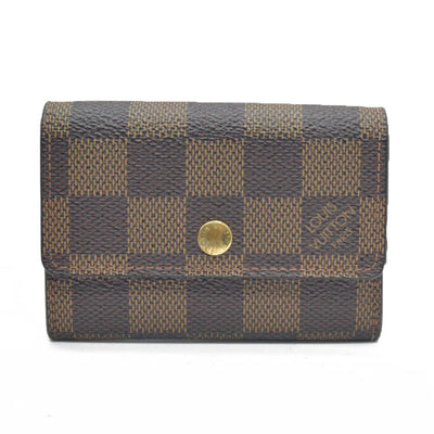 Louis Vuitton Damier Porte Monnaie Plat Coin Purse Wallet Brown MI1014