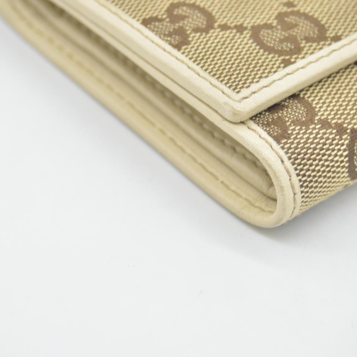 $490 Gucci CONSIGNMENT Beige/Brown GG Canvas and Leather Interlocking G French Wallet
