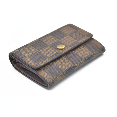 Louis Vuitton Damier Porte Monnaie Plat Coin Purse Wallet Brown MI1014