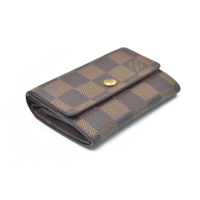 Louis Vuitton Damier Porte Monnaie Plat Coin Purse Wallet Brown MI1014