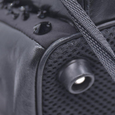 $1950 MIU MIU Leather Trimmed Matelasse Crystal Embellished Nylon Backpack