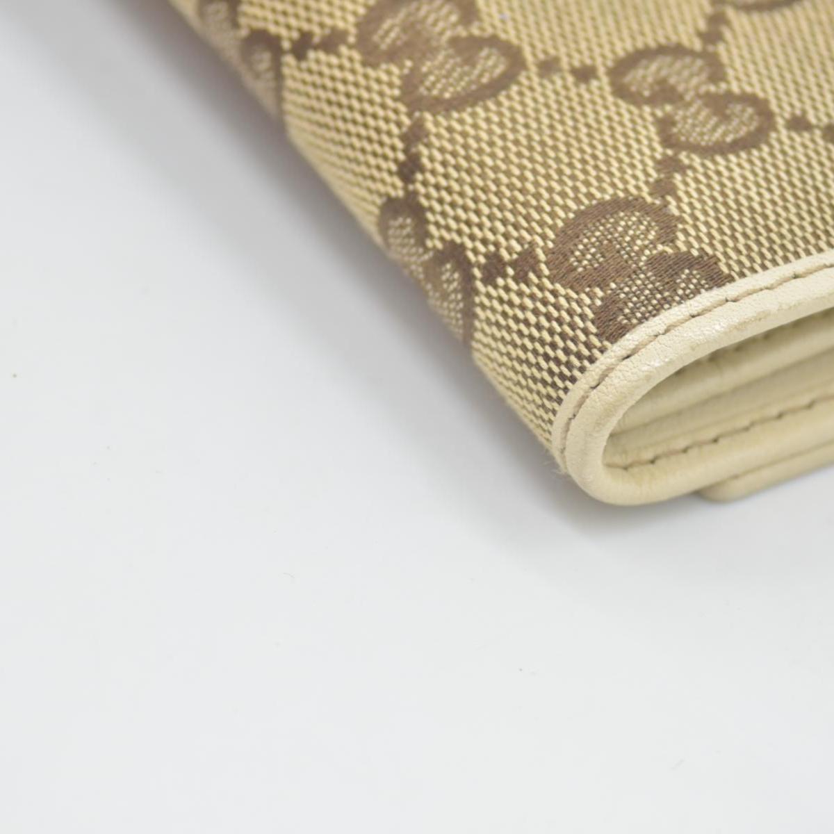 $490 Gucci CONSIGNMENT Beige/Brown GG Canvas and Leather Interlocking G French Wallet