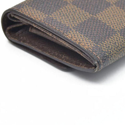 Louis Vuitton Damier Porte Monnaie Plat Coin Purse Wallet Brown MI1014