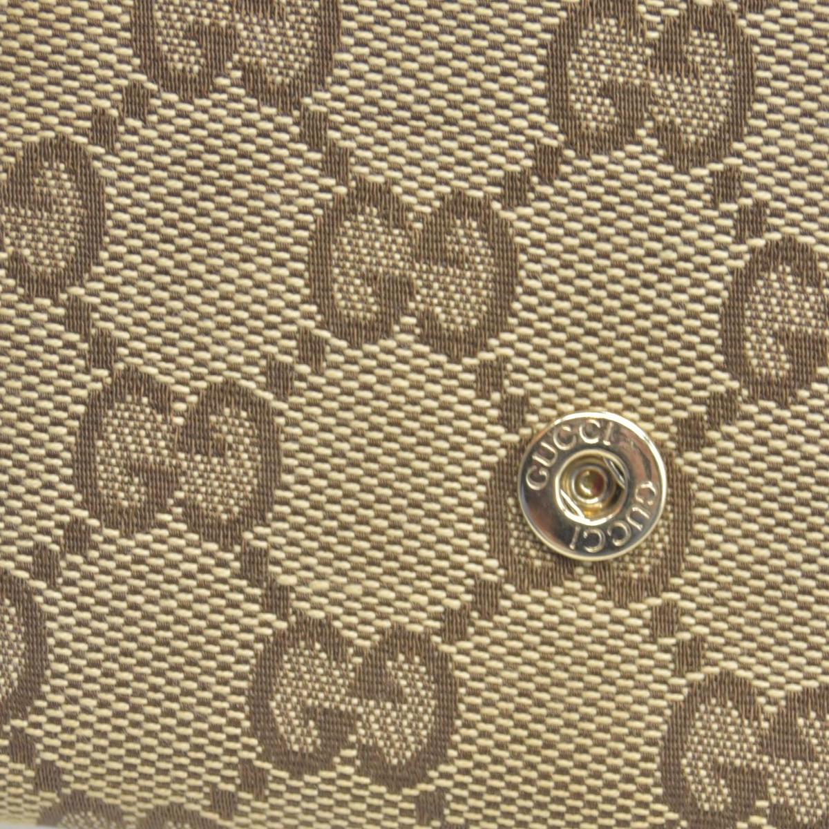 $490 Gucci CONSIGNMENT Beige/Brown GG Canvas and Leather Interlocking G French Wallet