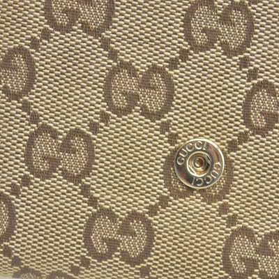 $490 Gucci CONSIGNMENT Beige/Brown GG Canvas and Leather Interlocking G French Wallet