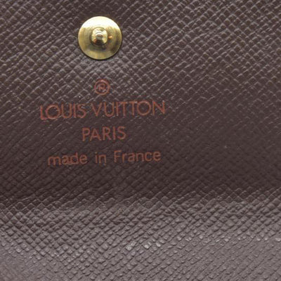 Louis Vuitton Damier Porte Monnaie Plat Coin Purse Wallet Brown MI1014
