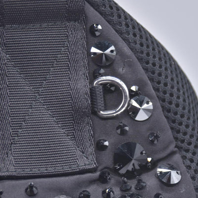 $1950 MIU MIU Leather Trimmed Matelasse Crystal Embellished Nylon Backpack