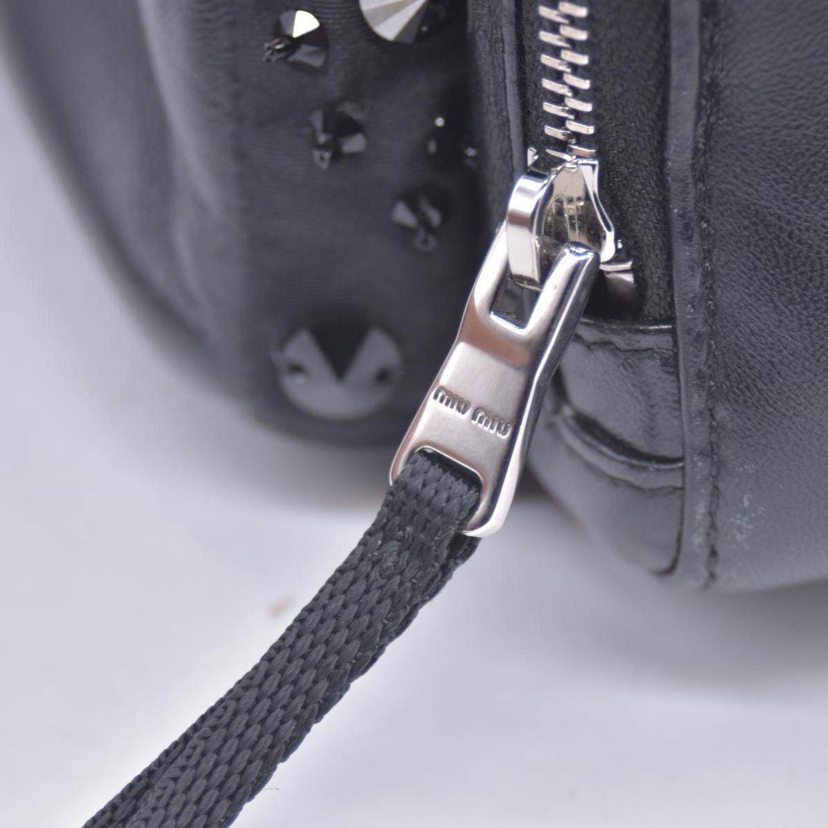 $1950 MIU MIU Leather Trimmed Matelasse Crystal Embellished Nylon Backpack