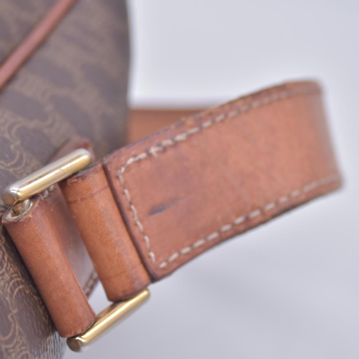 CELINE Macadam Coated Canvas Ring Circle Logo Crossbody Bag Brown CONSIGNMENT 10021238