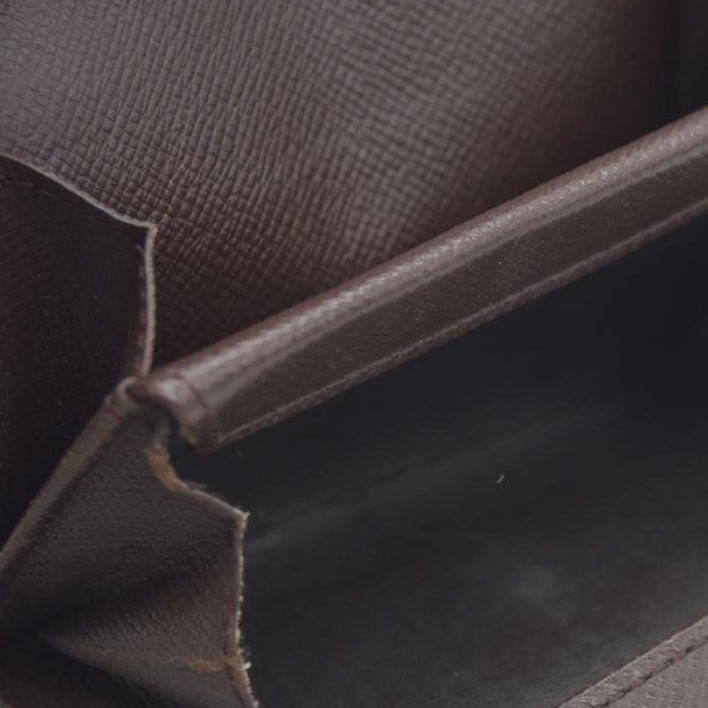 Louis Vuitton Damier Porte Monnaie Plat Coin Purse Wallet Brown MI1014