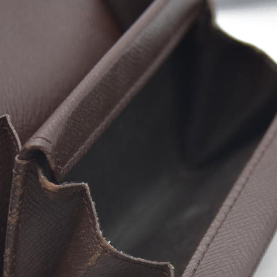 Louis Vuitton Damier Porte Monnaie Plat Coin Purse Wallet Brown MI1014