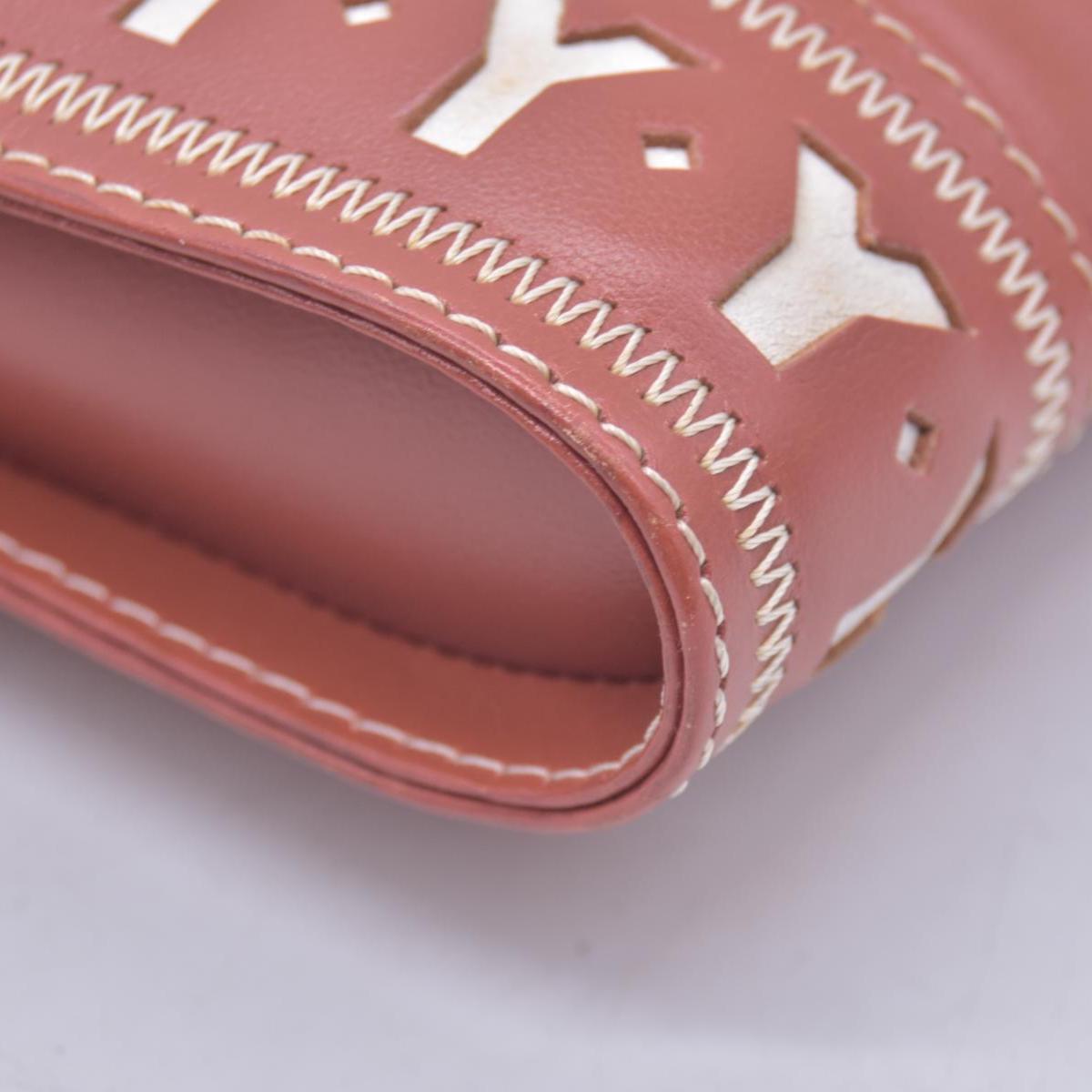 $980 YVES SAINT LAURENT Calfskin Cutout Y Monogram Flap Shoulder Bag Terracotta CONSIGNMENT 10021247