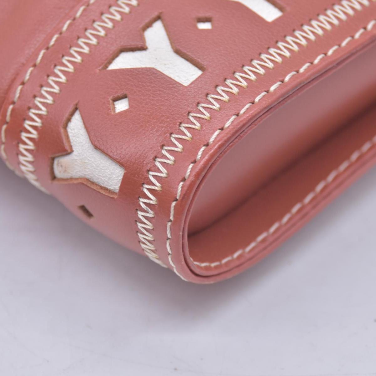$980 YVES SAINT LAURENT Calfskin Cutout Y Monogram Flap Shoulder Bag Terracotta CONSIGNMENT 10021247