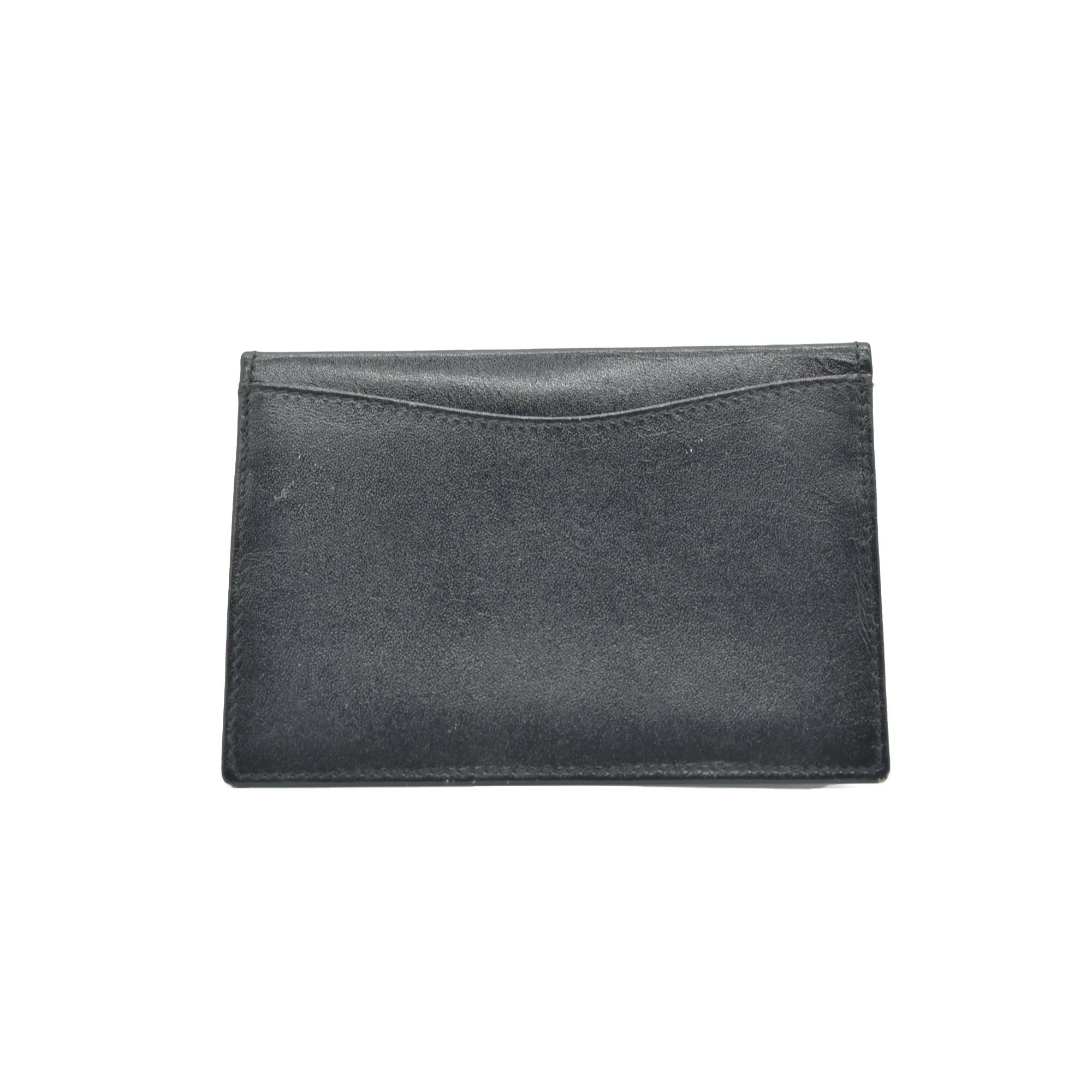 $450 CHRISTIAN DIOR Grained Calfskin Logo Card Case Black