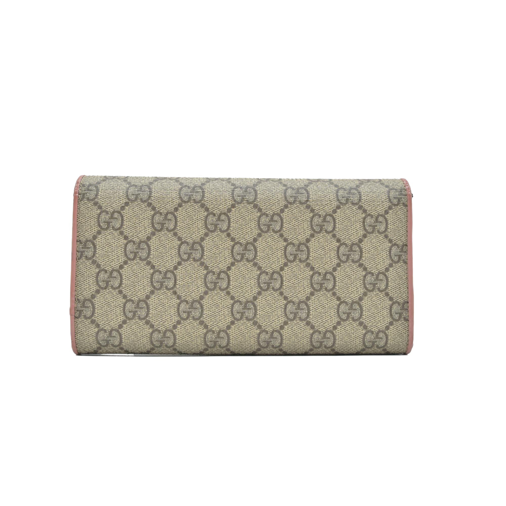 $650 Gucci pink original gg canvas continental bow wallet
