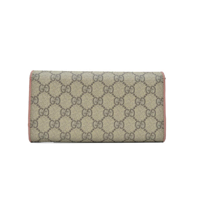 $650 Gucci pink original gg canvas continental bow wallet