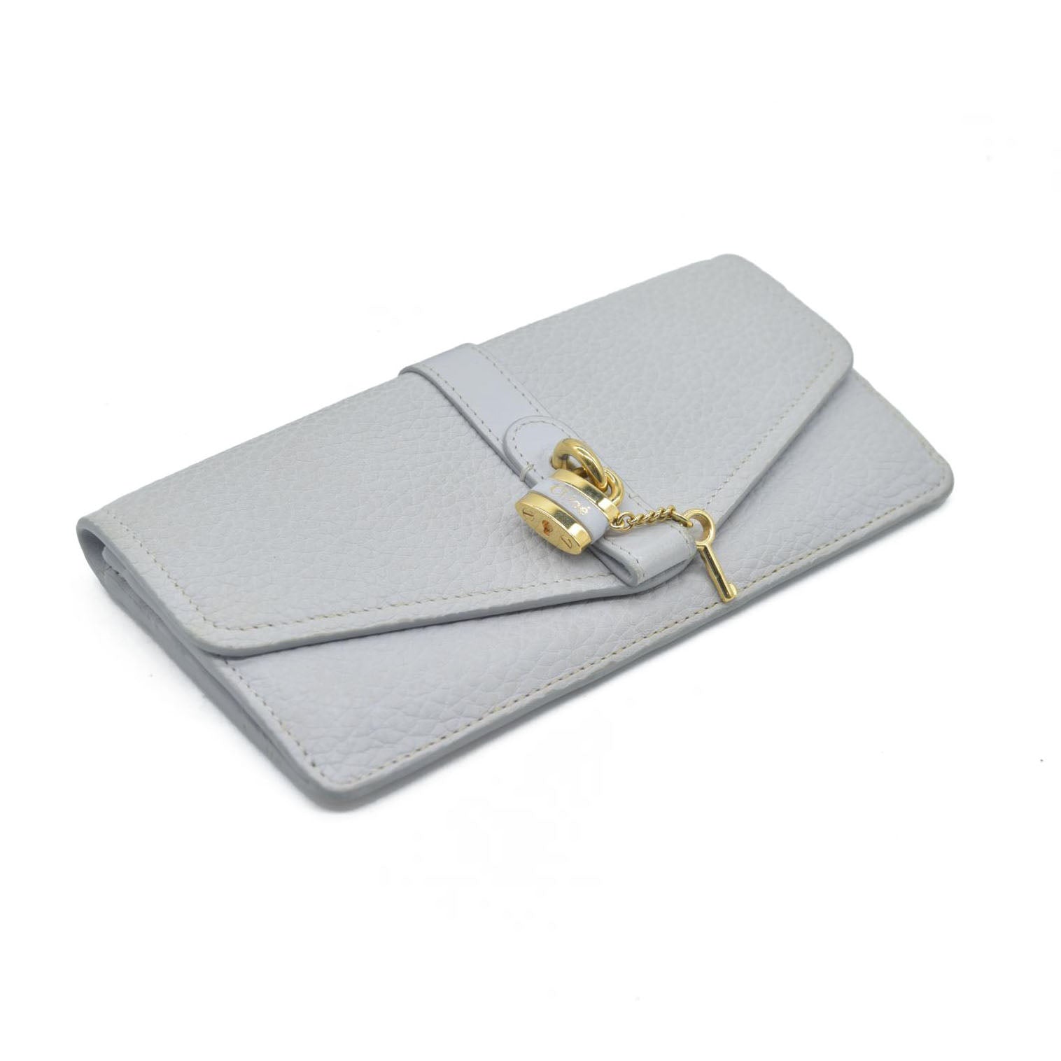 $495 Chloe Aby Padlock Leather Bifold Long Wallet