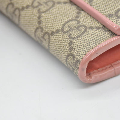 $650 Gucci pink original gg canvas continental bow wallet