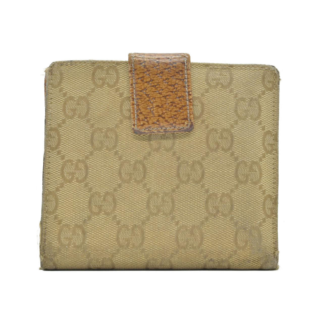 Gucci Gucci Beige/Brown GG Canvas Nailhead Compact Wallet