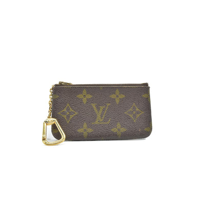 $345 Louis Vuitton Monogram Pochette Cles Wallet Coin Purse Brown