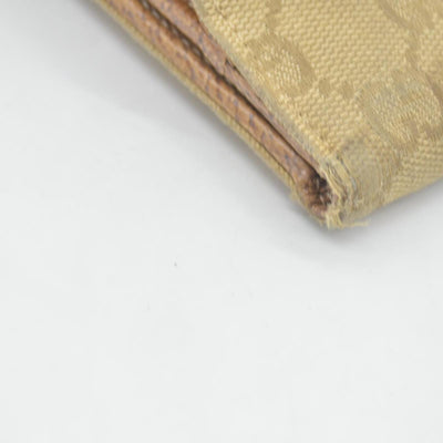 Gucci Gucci Beige/Brown GG Canvas Nailhead Compact Wallet