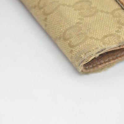 Gucci Gucci Beige/Brown GG Canvas Nailhead Compact Wallet