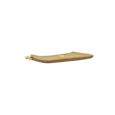 $650 CARTIER Logo Leather Cosmetic Pouch Beige