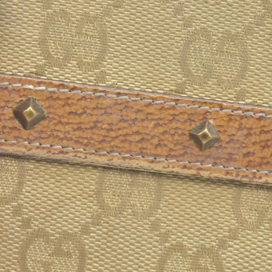Gucci Gucci Beige/Brown GG Canvas Nailhead Compact Wallet