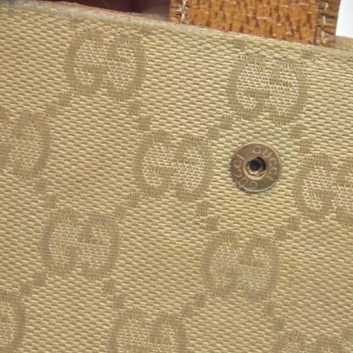Gucci Gucci Beige/Brown GG Canvas Nailhead Compact Wallet