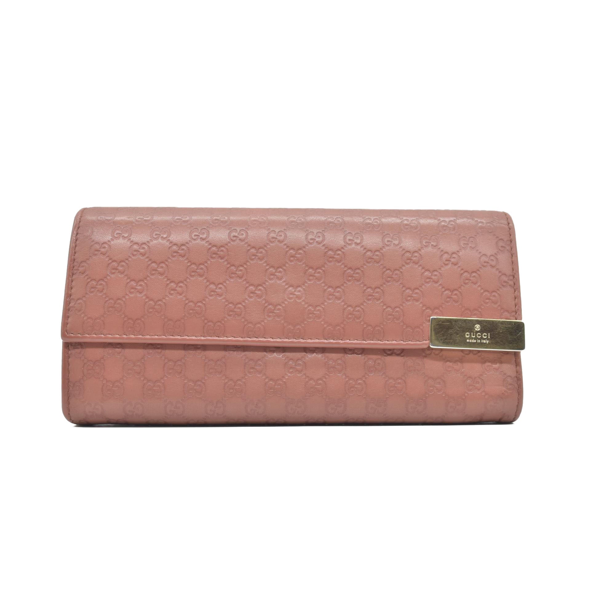 Gucci Gucci Pink Microguccissima Leather Continental Wallet on Chain CONSIGNMENT