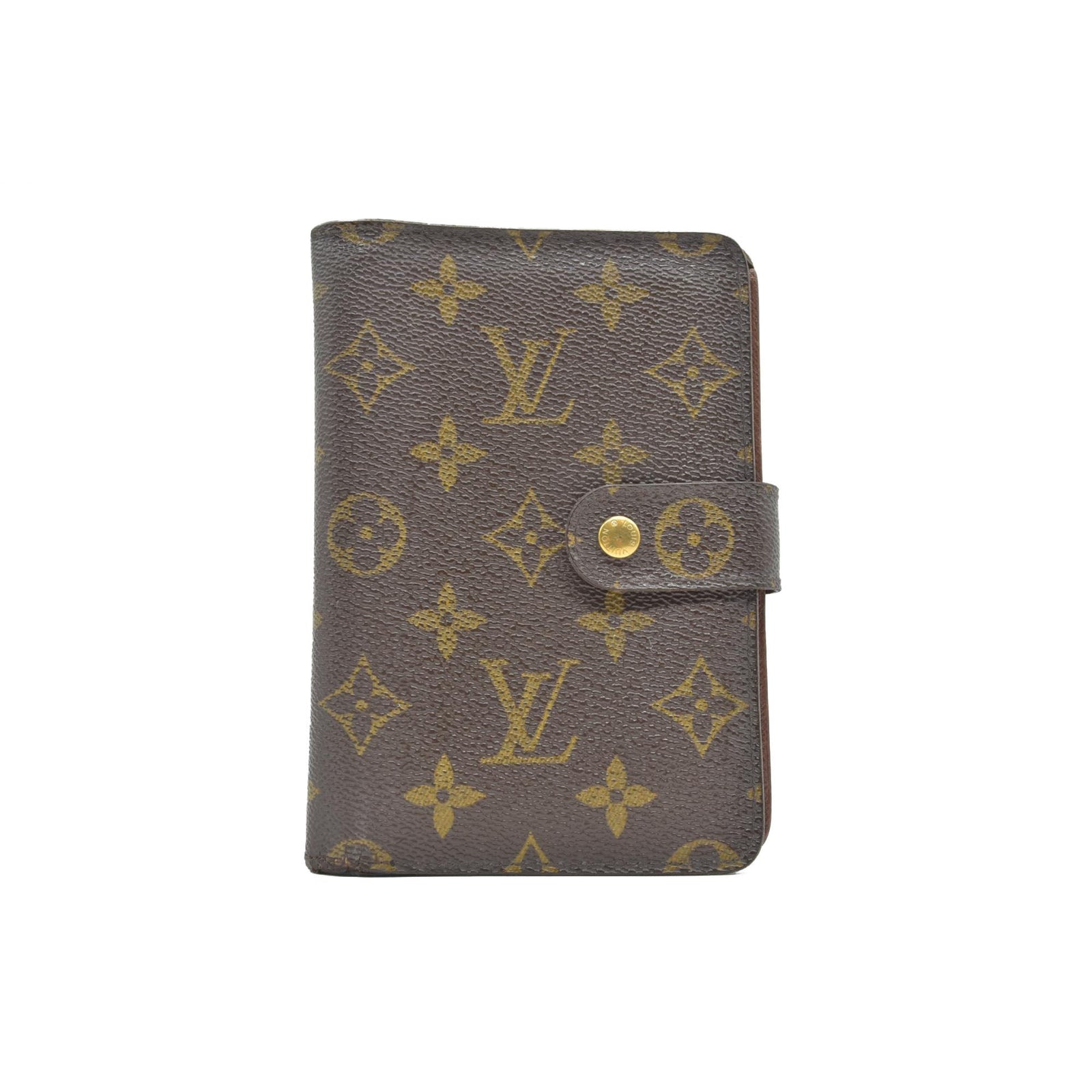 $750 Louis Vuitton Monogram Porte Papier Zippe Bifold Wallet Brown SP1021