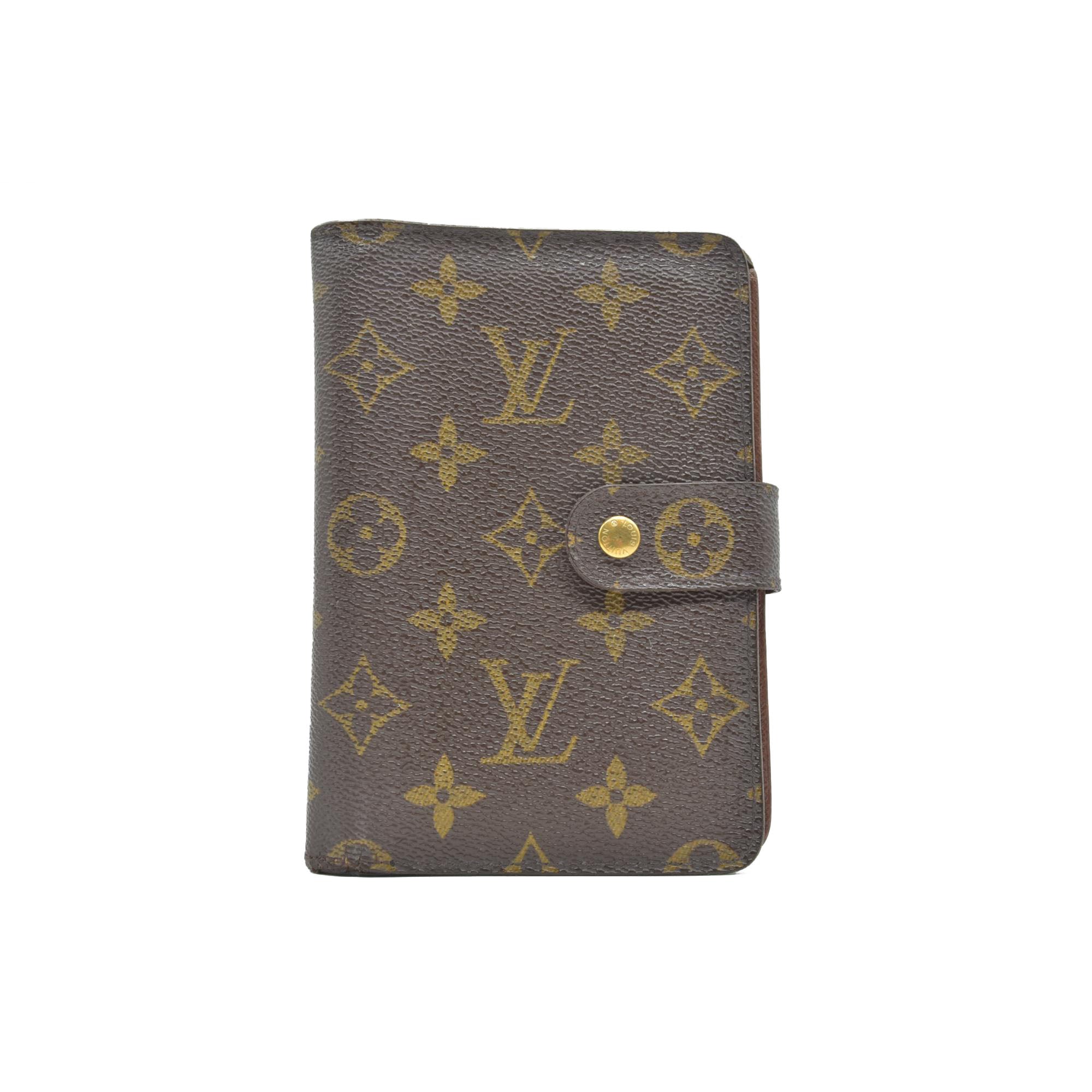 $750 Louis Vuitton Monogram Porte Papier Zippe Bifold Wallet Brown SP1021