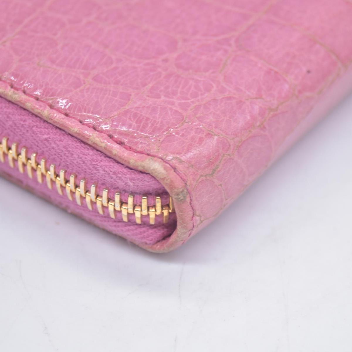 $545 Miu Miu  Vernice Crocodile Embossed Calfskin Zip Around Wallet Antico CONSIGNMENT