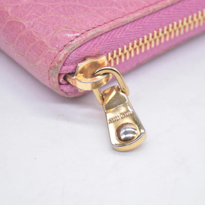 $545 Miu Miu  Vernice Crocodile Embossed Calfskin Zip Around Wallet Antico CONSIGNMENT